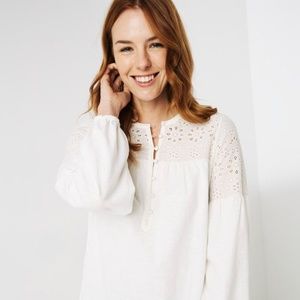 NTW! Fat Face Jesse Lace Yoke Top - Ivory